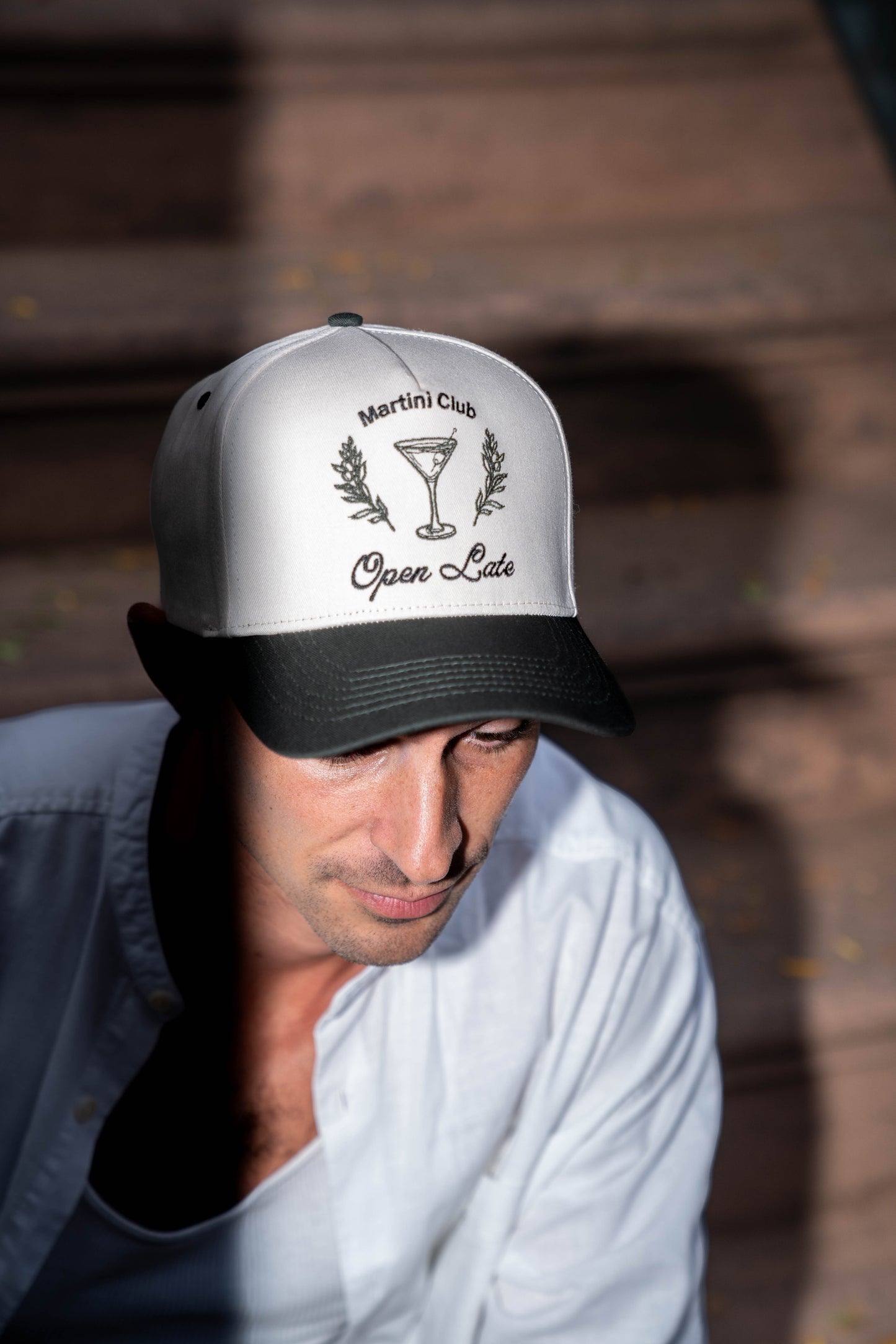Martini Club Hat - Natural / Hunter Green